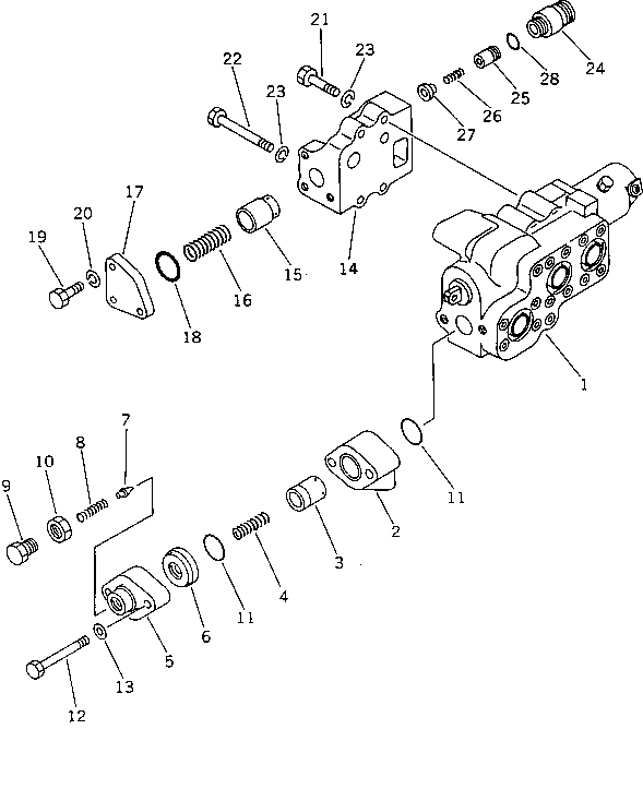 WORK EQUIPMENT VALVE (2/2) (FOR ANGLE, STRAIGHT, TRIMMING DOZER) (FOR ANGLE DOZER + RIPPER) — komatsu parts diagram