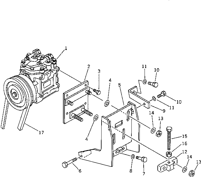 COMPRESSOR AND RELATED PARTS (FOR STEEL CAB)(#50044-50046) — komatsu parts diagram