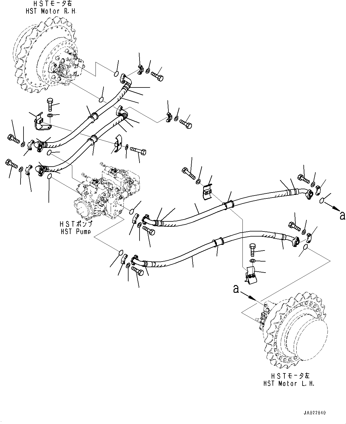 Hydrostatic Transmission (HST) Motor Piping, (#85001-) — komatsu parts diagram