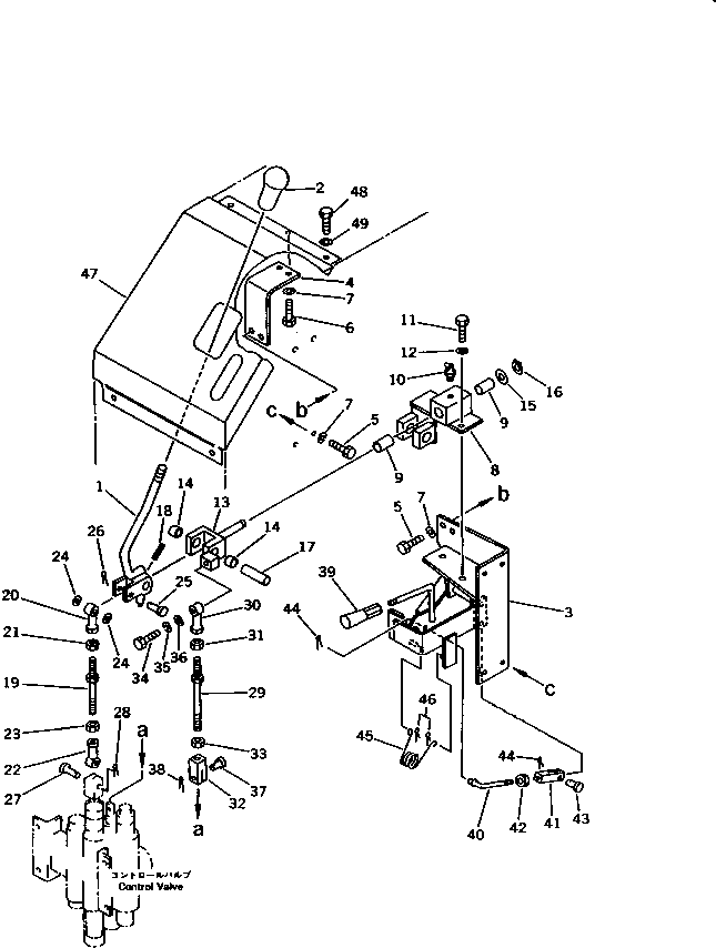 WORK EQUIPMENT CONTROL LEVER (FOR TRIMMING DOZER) — komatsu parts diagram