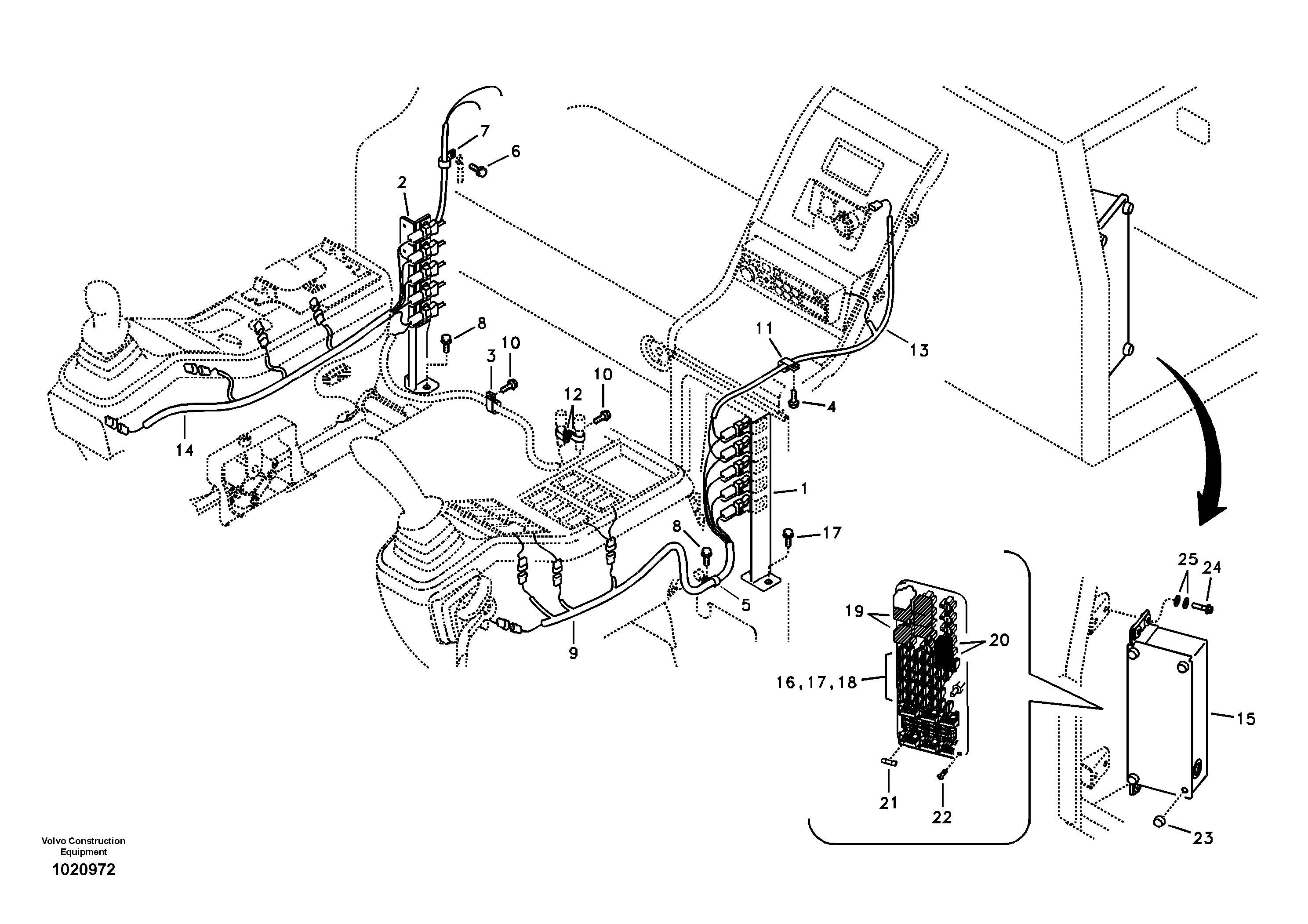 Cable and wire harness, instrument panel — volvo parts diagram