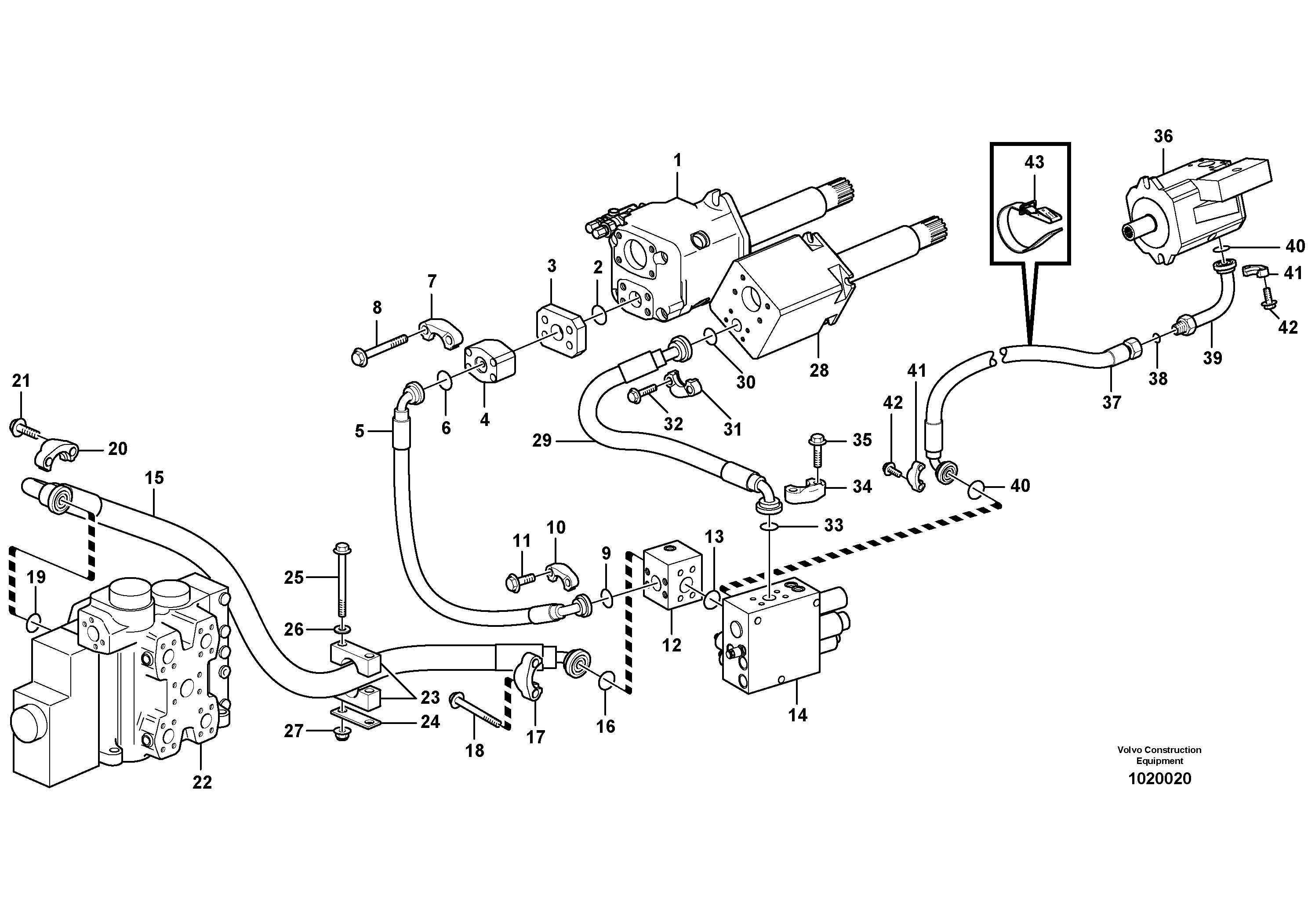 Hydraulic system, feed line — volvo parts diagram