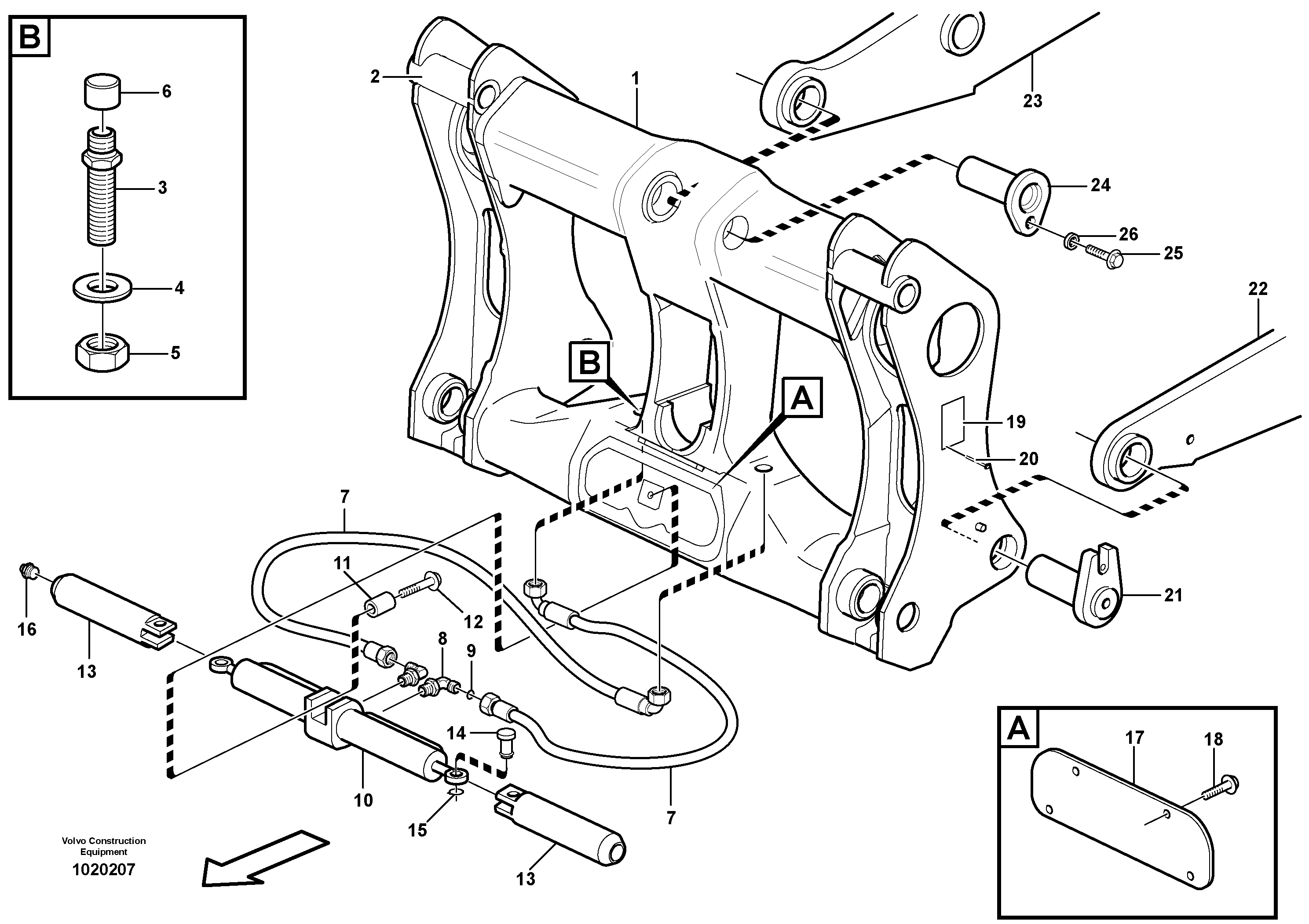 Hydraulic attachment bracket. 82556 — volvo parts diagram