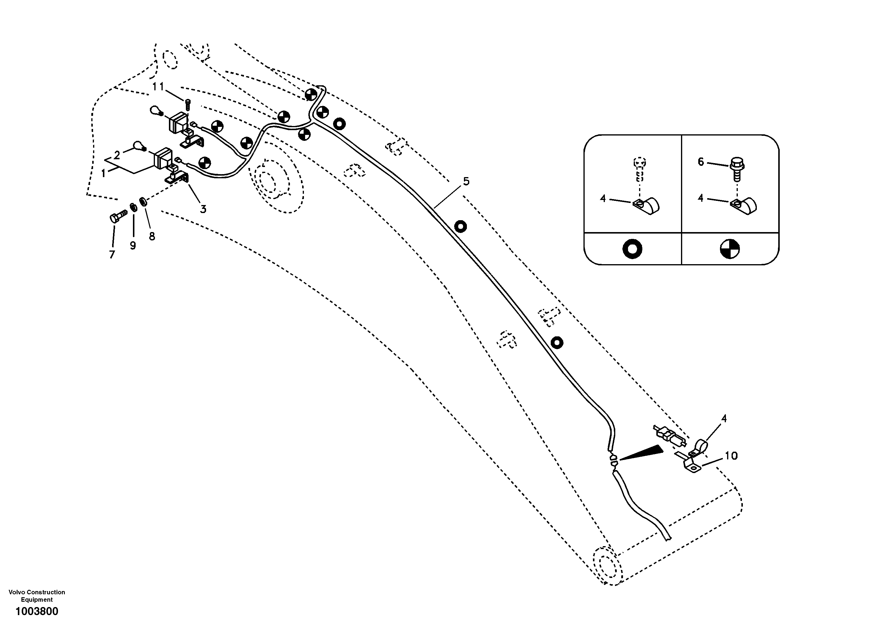 Working lamp on boom — volvo parts diagram