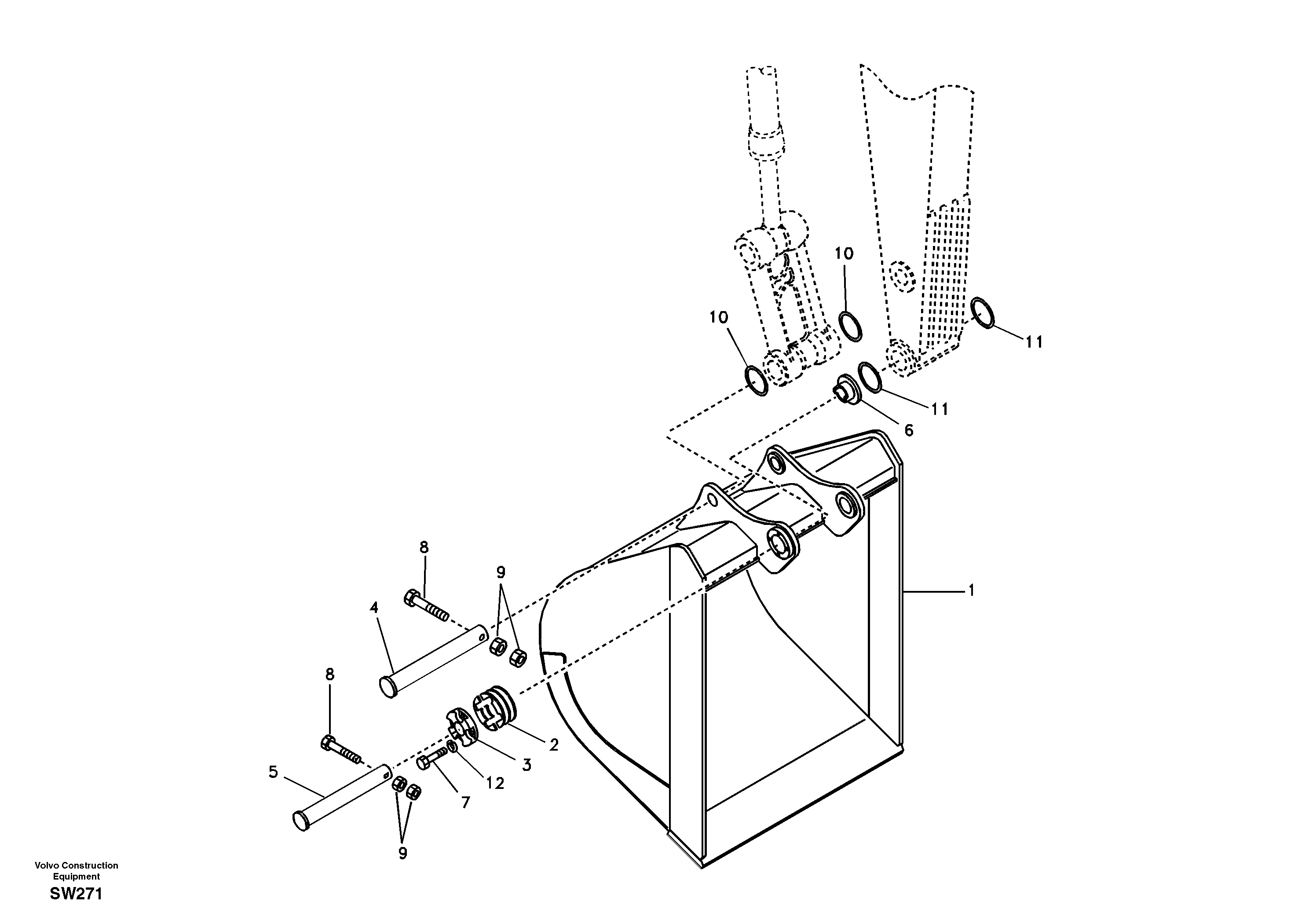 Buckets for long reach — volvo parts diagram