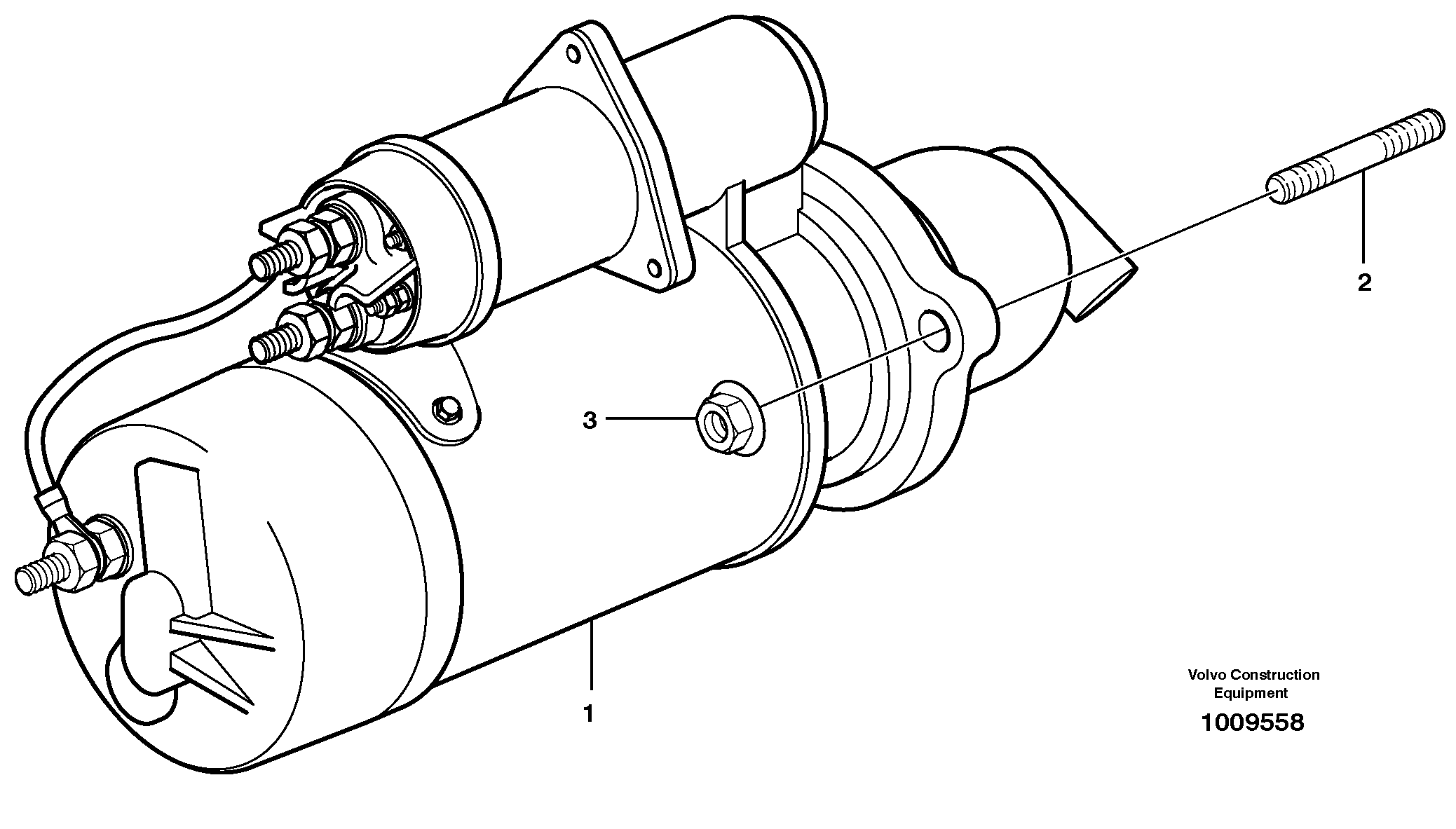 Starter motor with assembling details — volvo parts diagram