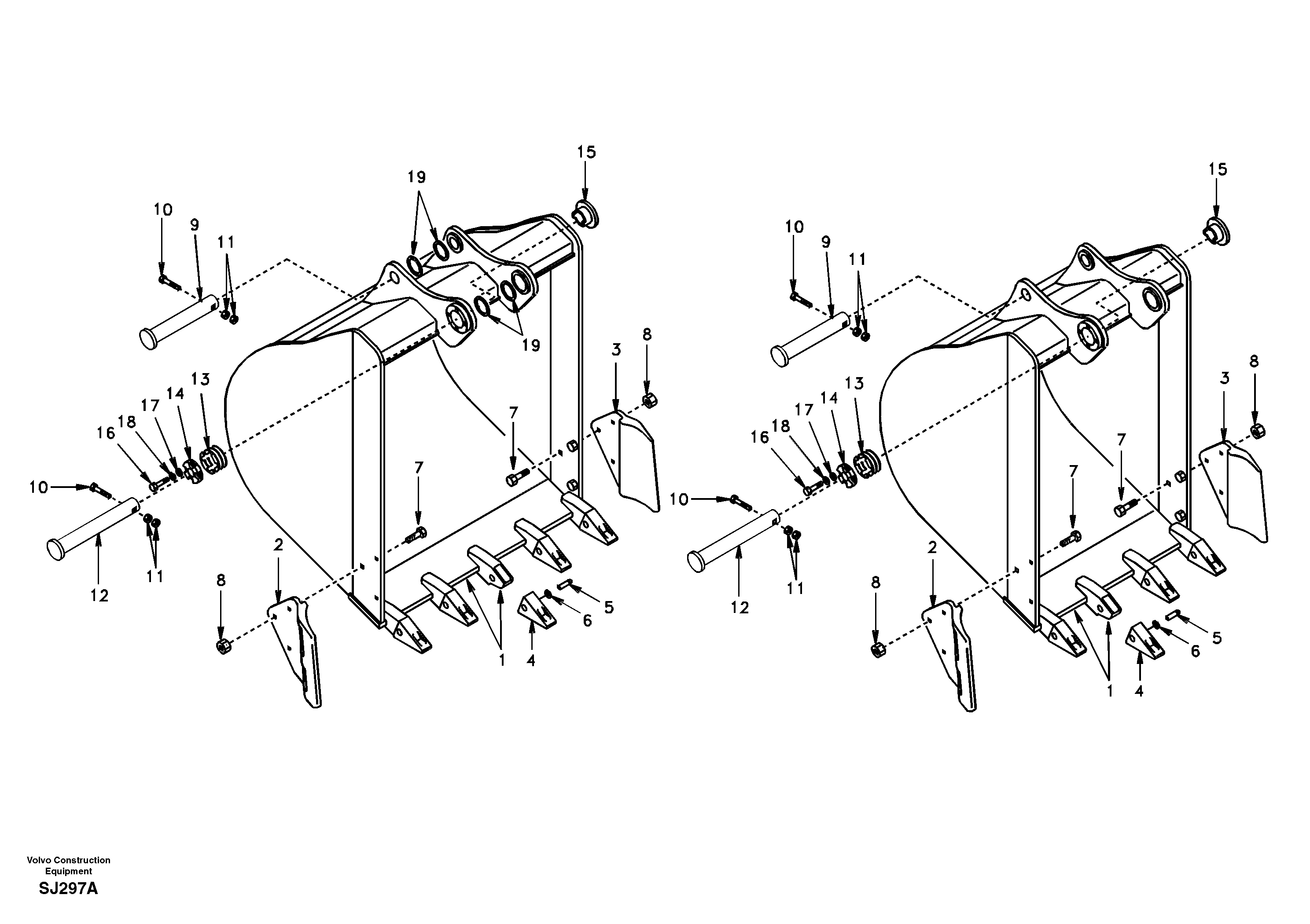 Bucket  EK52A007 STD(EXCL USA AND EUROPE) — volvo parts diagram