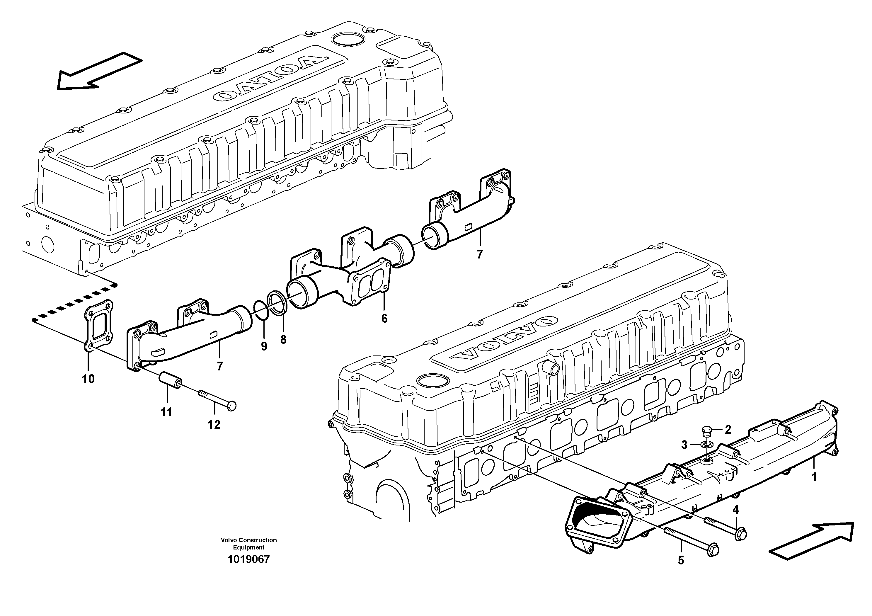 Inlet manifold and exhaust manifold — volvo parts diagram