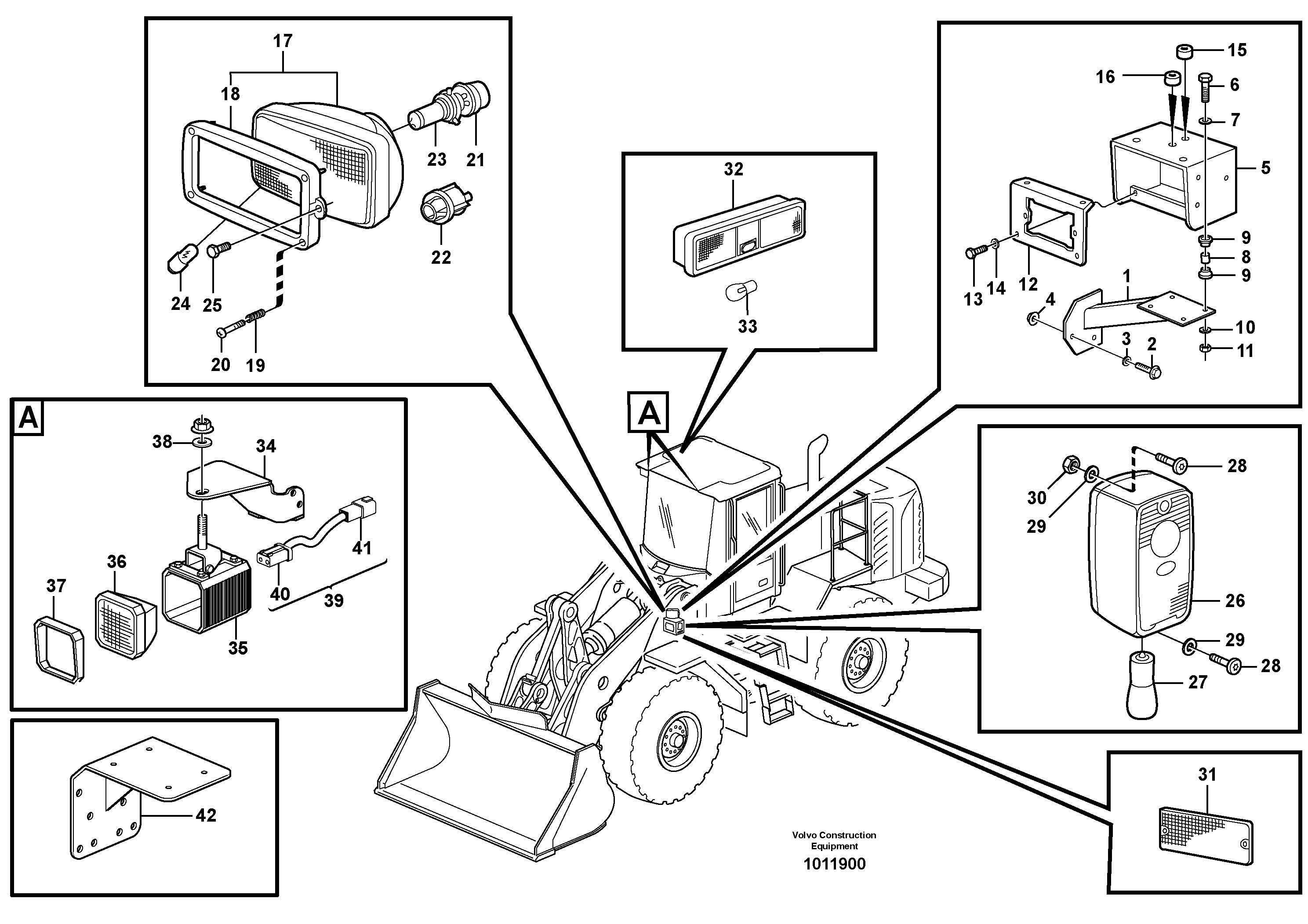 Lighting, front  33525, 33517, 82414, 82235 — volvo parts diagram