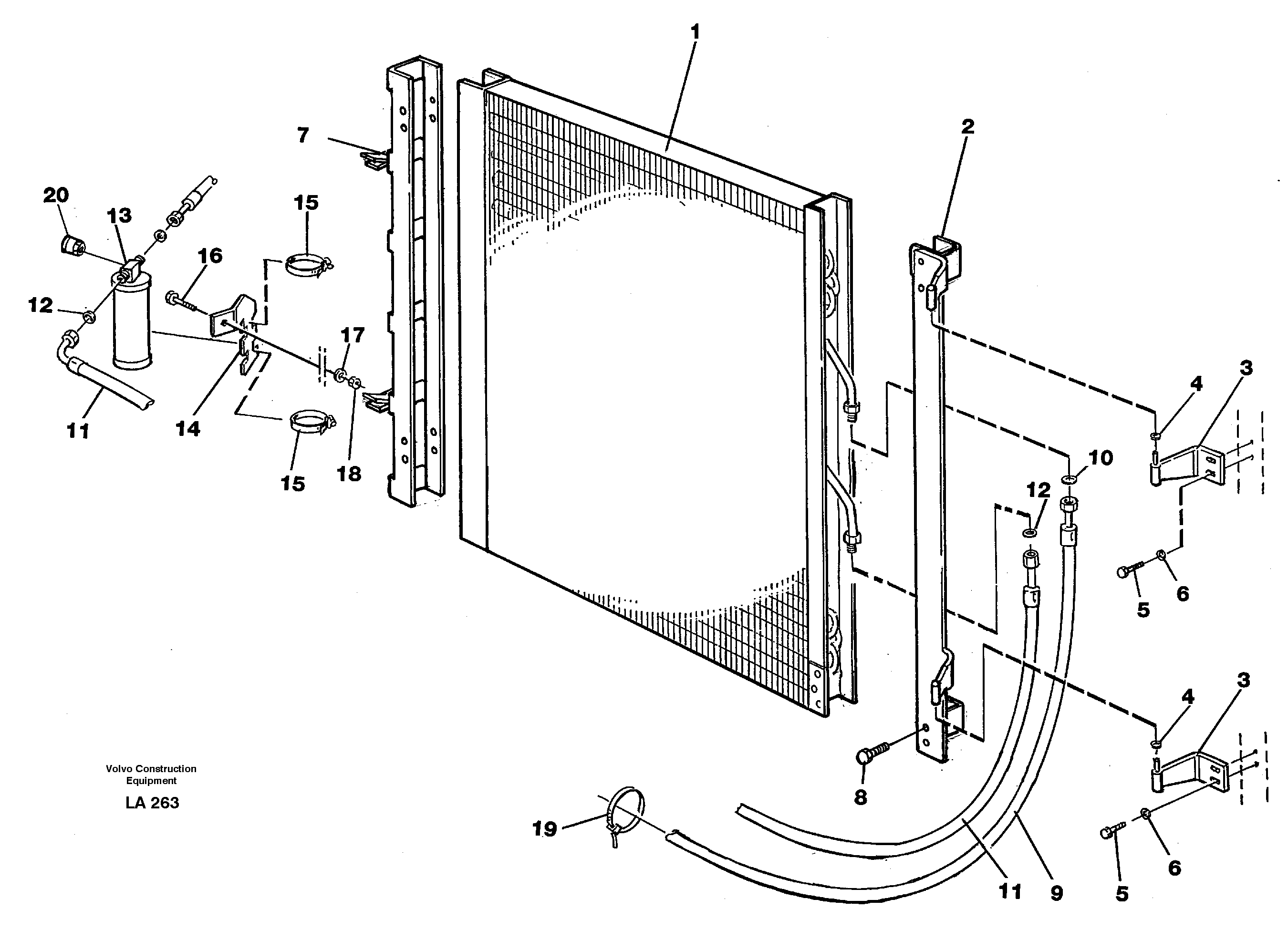 Condensor with fitting parts Cooling agent R134 A  14268393 — volvo parts diagram