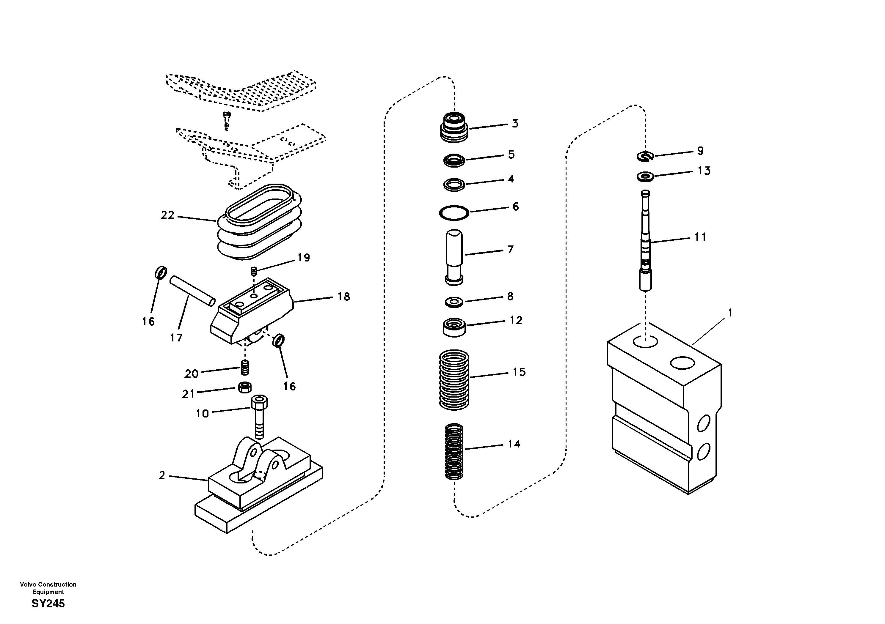 Working hydraulic, remote control valve pedal for hammer and shear — volvo parts diagram