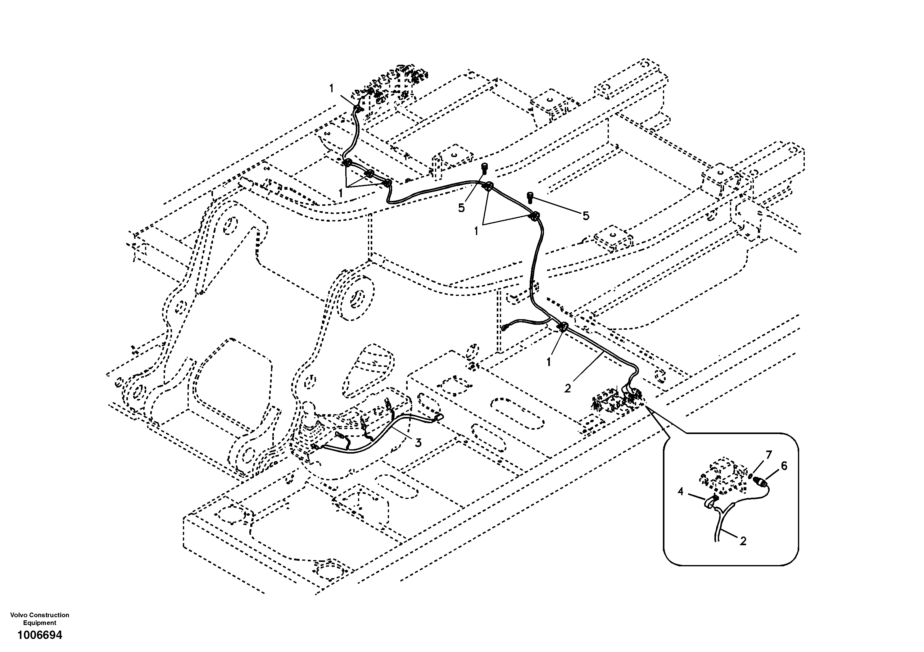 Cable and wire harness for clamshell bucket — volvo parts diagram