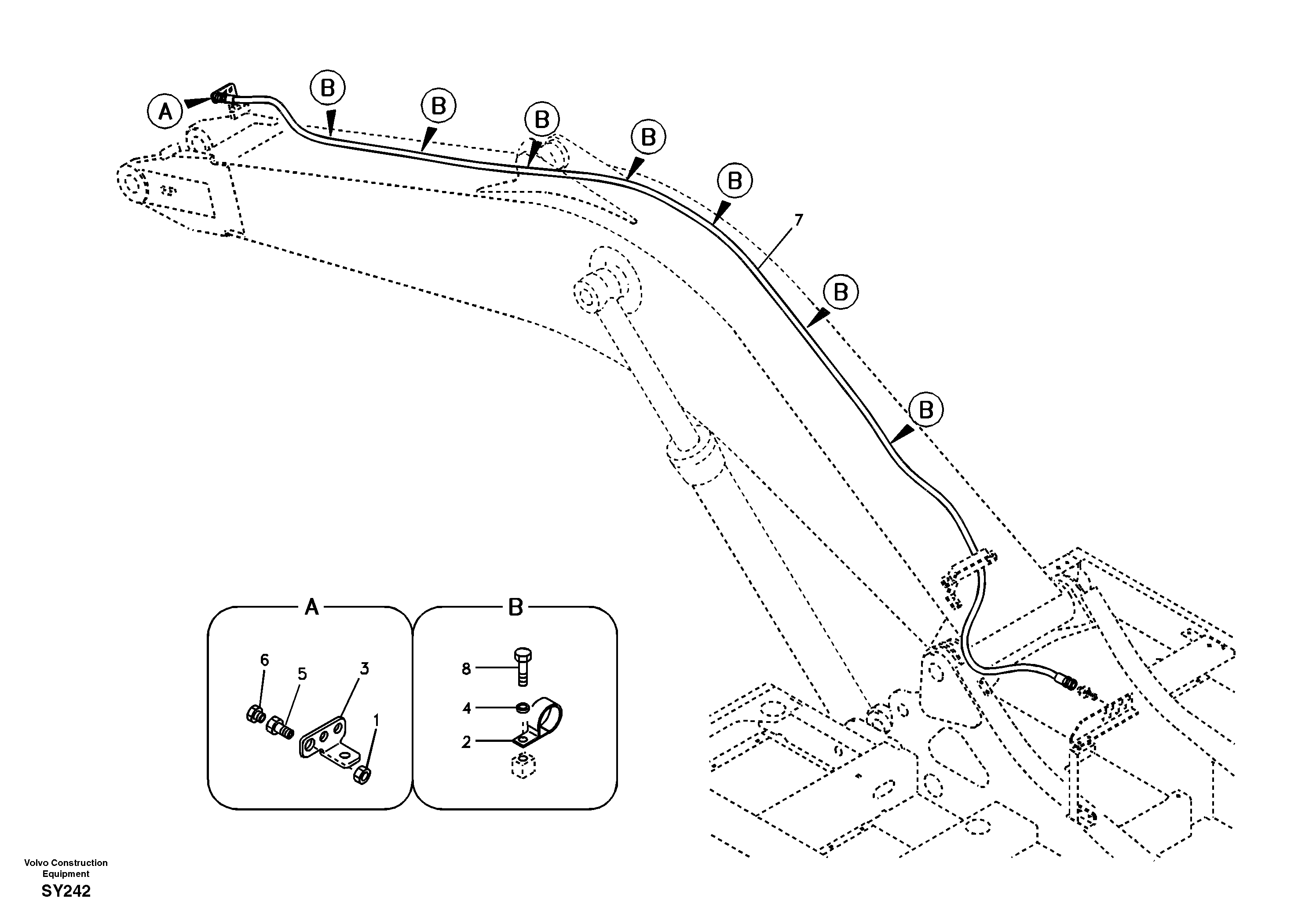 Working hydraulic, oil leak on boom — volvo parts diagram