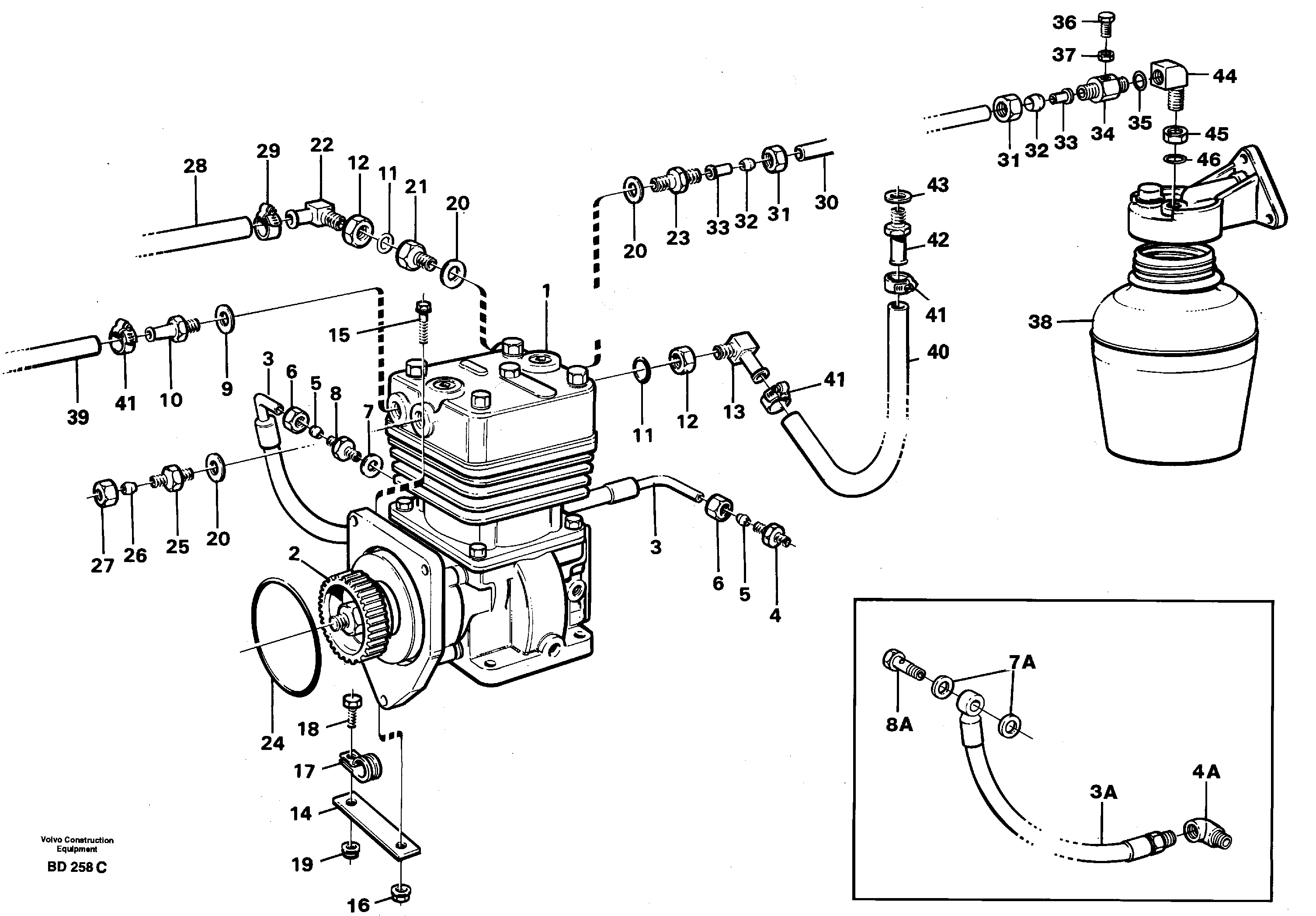 Air-compressor with fitting parts — volvo parts diagram