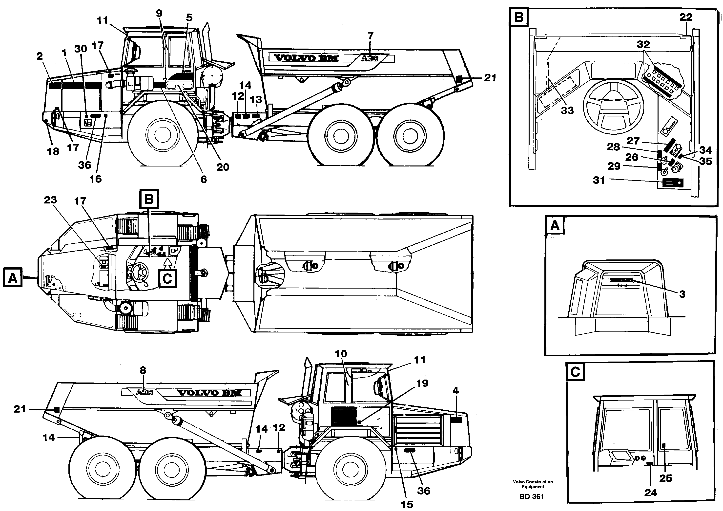 Sign plates and decals STD, SER NO 1706 - — volvo parts diagram