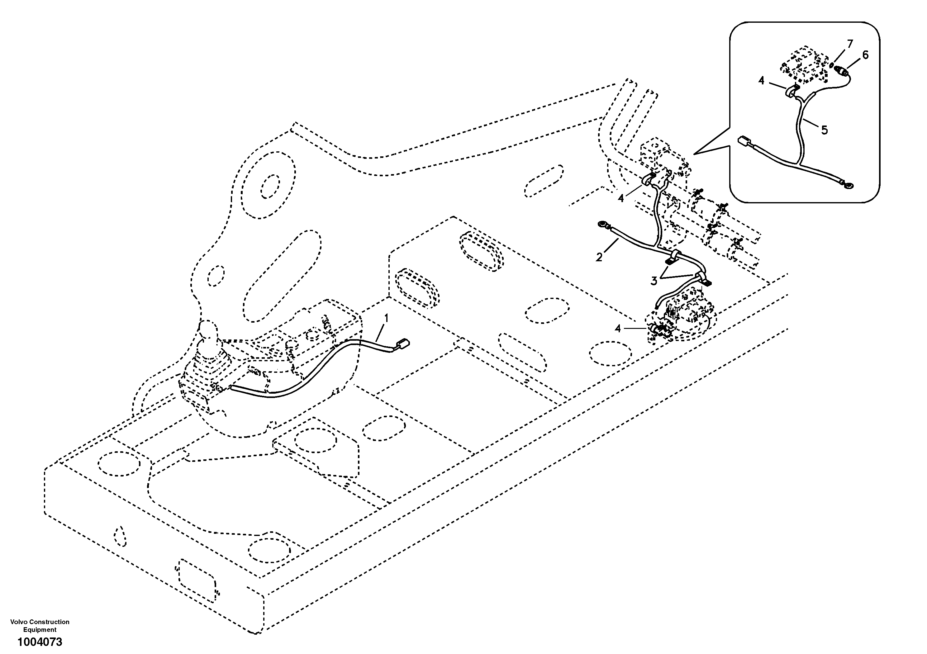 Cable and wire harness for clamshell bucket — volvo parts diagram