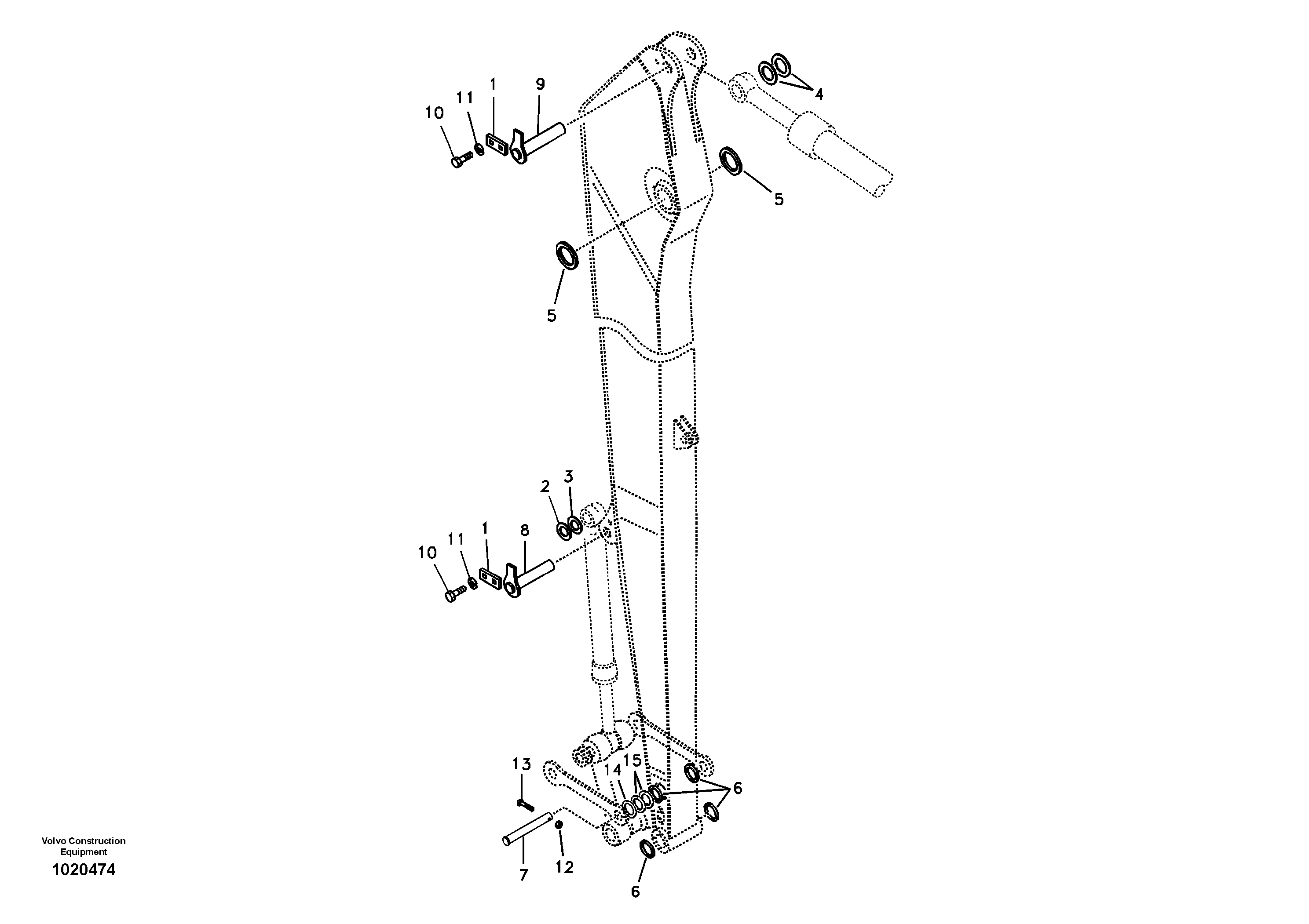 Links to dipper arm, long reach — volvo parts diagram