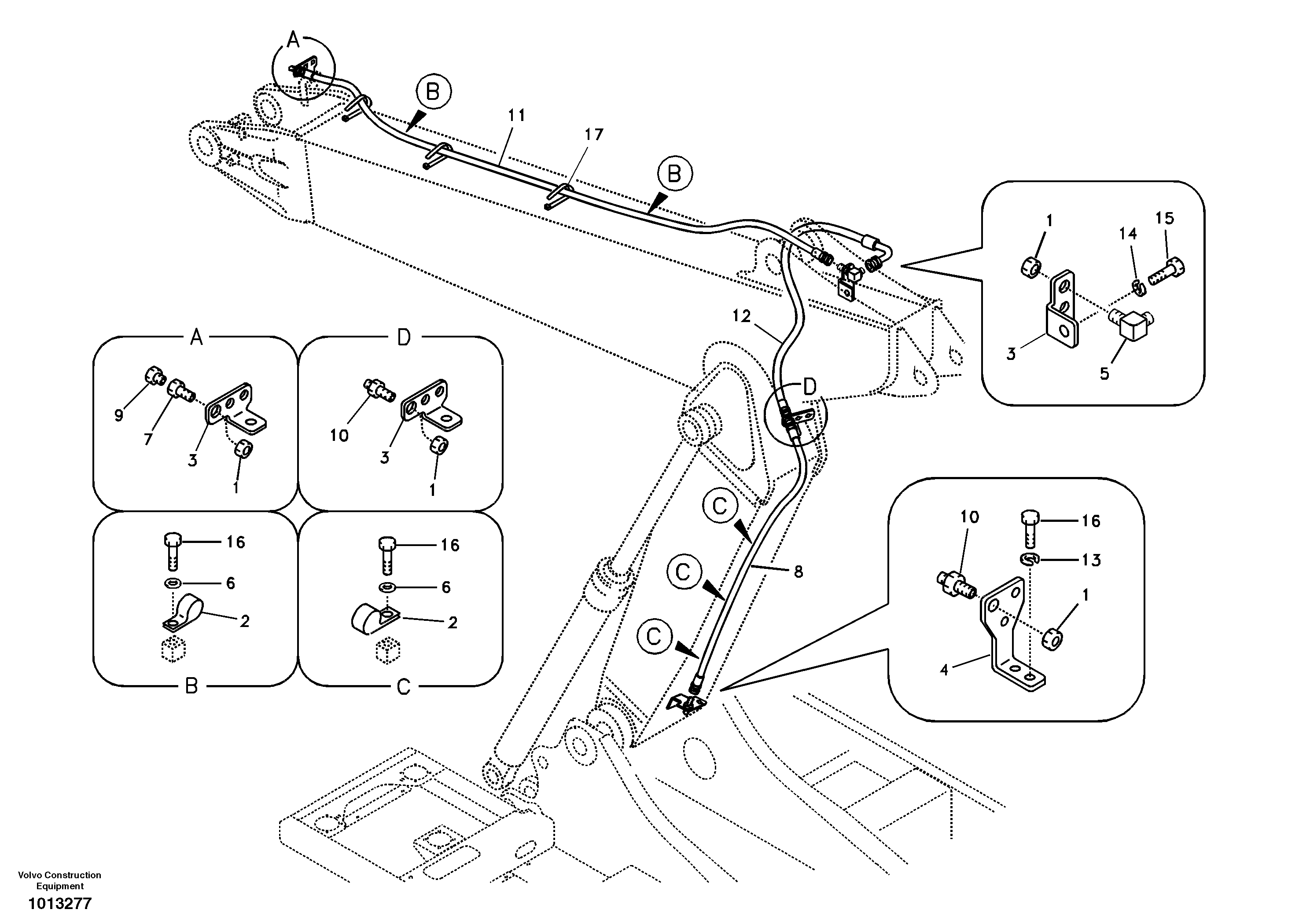 Working hydraulic, oil leak on adjustable boom — volvo parts diagram