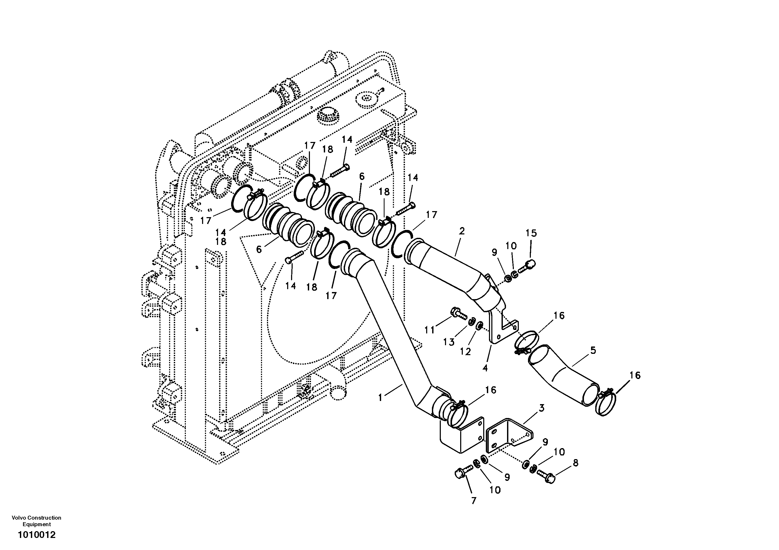 Charge air cooler, plumbing — volvo parts diagram