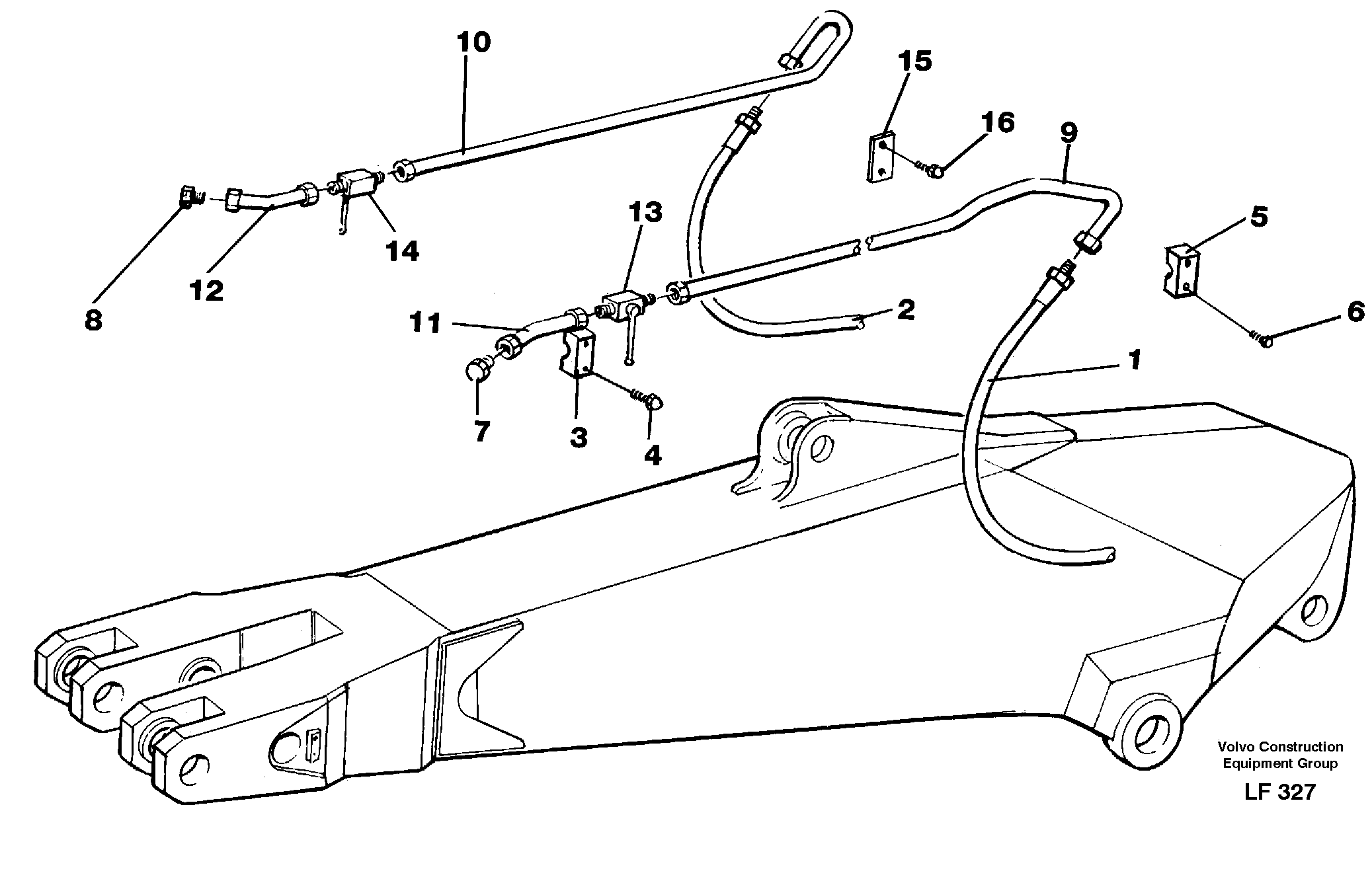 Hammer hydraulics for dipper arm incl. shut-offcocks. — volvo parts diagram