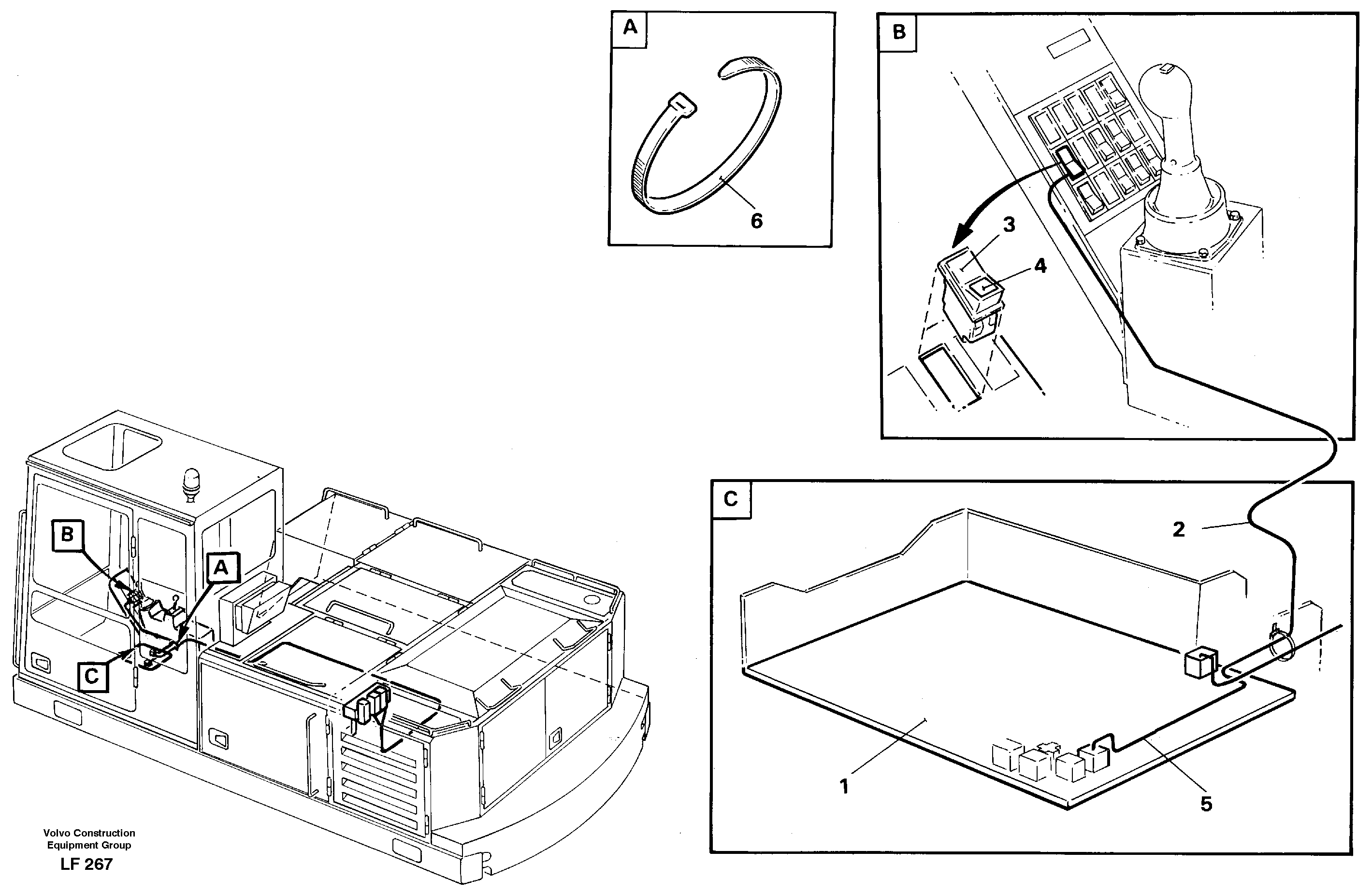 Electric installation of hammer/shears for mono- bloc boom  14260165,14265854 — volvo parts diagram