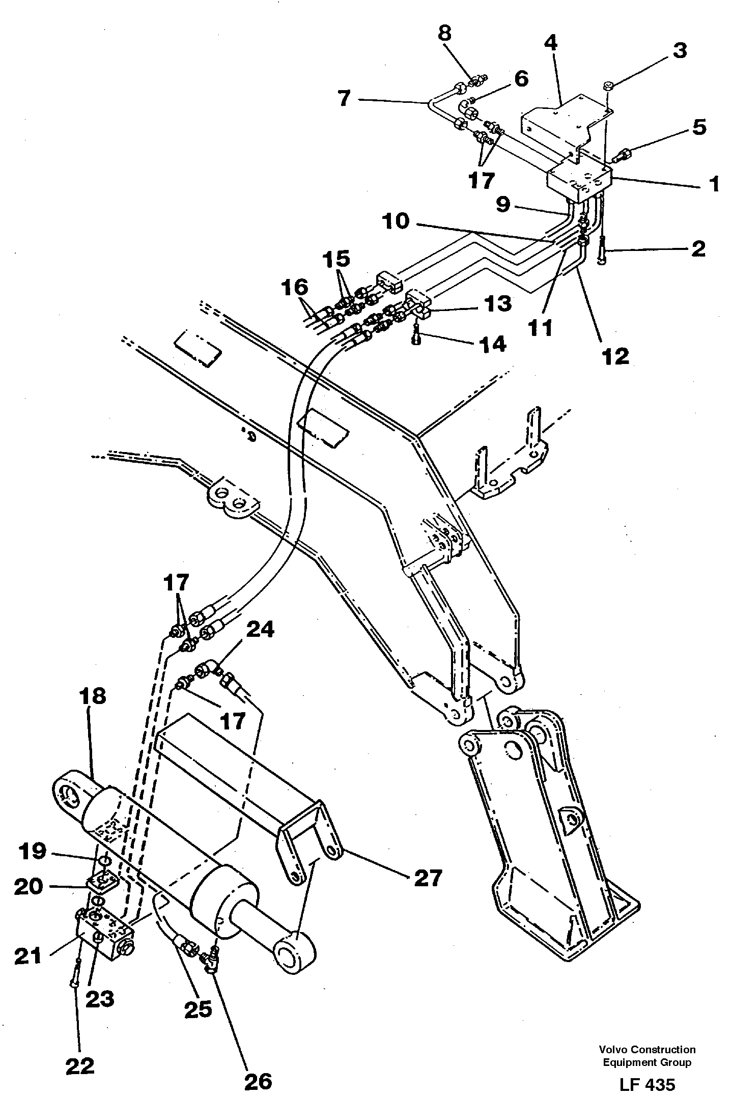 Hydraulic system, outriggers with fixed plates.  14255207 — volvo parts diagram